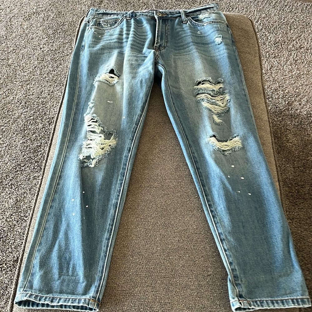 Ripped paint splatter jeans